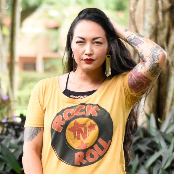 Gold Leather Fringe Earrings - Picture 3 of 4